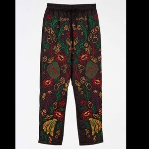 FARM Black Embroidered Pants